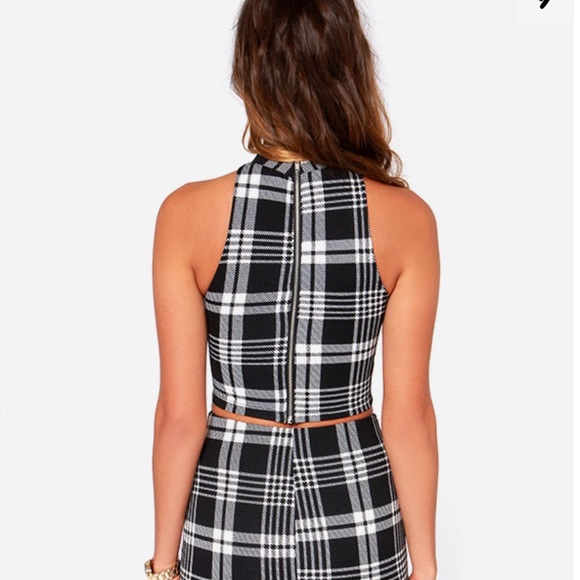 Lush Two Can Play Black Plaid Two-Piece Set NWOT - Picture 6 of 14